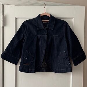 Jordache Vintage Dark Blue Women’s Short Sleeve Jean Jacket Size M retro, denim